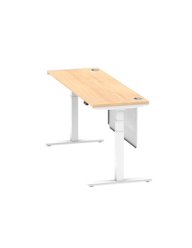 Dynamic Air Modesty 1800 x 600mm Height Adjustable Office Desk Maple Top Cable Ports Modesty Panel HA01396