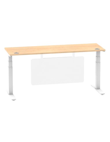 Dynamic Air Modesty 1800 x 600mm Height Adjustable Office Desk Maple Top Cable Ports Modesty Panel HA01396