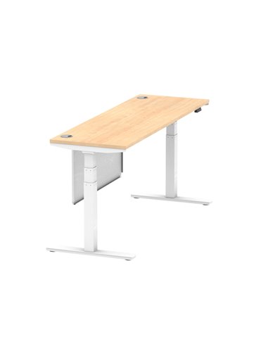 Dynamic Air Modesty 1800 x 600mm Height Adjustable Office Desk Maple Top Cable Ports Modesty Panel HA01396