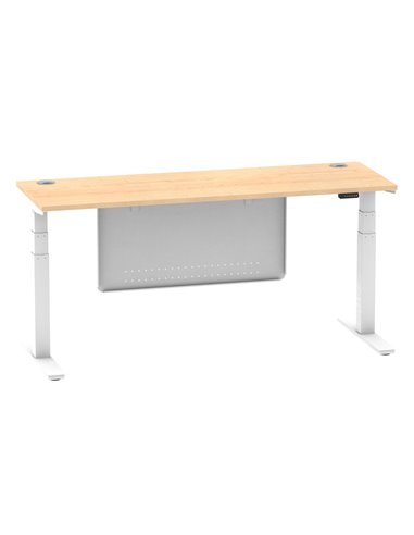 Dynamic Air Modesty 1800 x 600mm Height Adjustable Office Desk Maple Top Cable Ports Modesty Panel HA01396