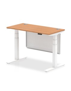 Dynamic Air Modesty 1200 x 600mm Height Adjustable Office Desk Oak Top Cable Ports Modesty Panel HA01397