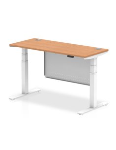 Dynamic Air Modesty 1400 x 600mm Height Adjustable Office Desk Oak Top Cable Ports Modesty Panel HA01398