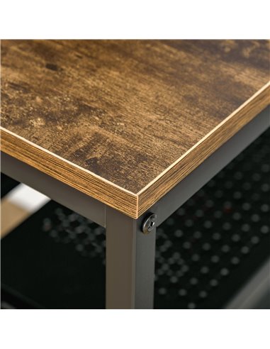 HOMCOM Home Compact Small Computer Desk Writing Study Table Office PC Workstation Gaming Studying with Storage Shelf, Rustic Bro