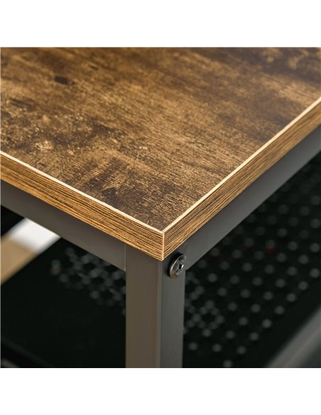 HOMCOM Home Compact Small Computer Desk Writing Study Table Office PC Workstation Gaming Studying with Storage Shelf, Rustic Bro - pic 7808 | FastDaddyshop