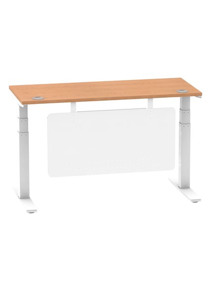 Dynamic Air Modesty 1400 x 600mm Height Adjustable Office Desk Oak Top Cable Ports Modesty Panel HA01398 - pic 78080 | FastDaddyshop