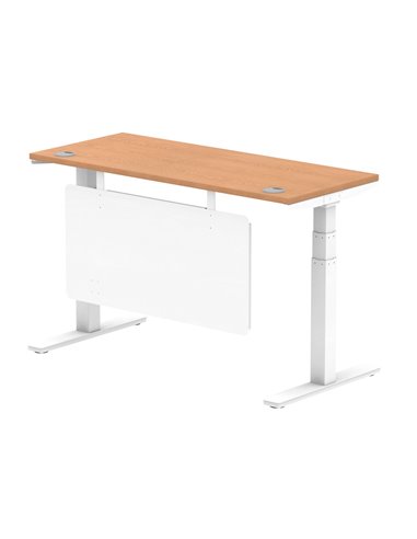 Dynamic Air Modesty 1400 x 600mm Height Adjustable Office Desk Oak Top Cable Ports Modesty Panel HA01398