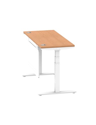 Dynamic Air Modesty 1400 x 600mm Height Adjustable Office Desk Oak Top Cable Ports Modesty Panel HA01398