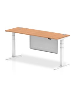 Dynamic Air Modesty 1800 x 600mm Height Adjustable Office Desk Oak Top Cable Ports Modesty Panel HA01400