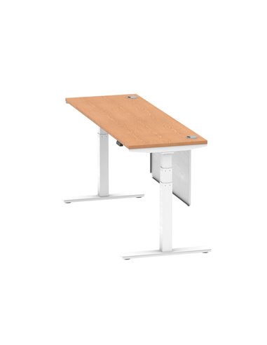Dynamic Air Modesty 1800 x 600mm Height Adjustable Office Desk Oak Top Cable Ports Modesty Panel HA01400