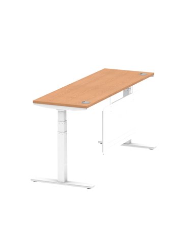Dynamic Air Modesty 1800 x 600mm Height Adjustable Office Desk Oak Top Cable Ports Modesty Panel HA01400