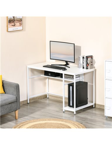 HOMCOM Home Compact Small Computer Desk Writing Study Table Office PC Workstation Gaming Studying with Storage Shelf, White