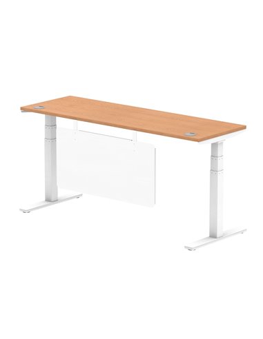 Dynamic Air Modesty 1800 x 600mm Height Adjustable Office Desk Oak Top Cable Ports Modesty Panel HA01400