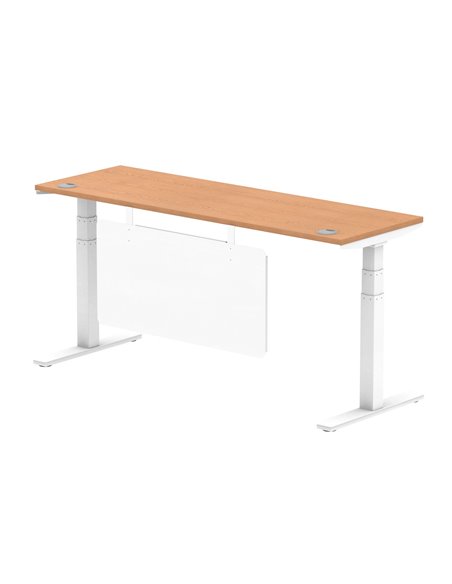 Dynamic Air Modesty 1800 x 600mm Height Adjustable Office Desk Oak Top Cable Ports Modesty Panel HA01400 - pic 78090 | FastDaddyshop