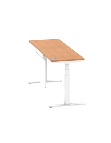 Dynamic Air Modesty 1800 x 600mm Height Adjustable Office Desk Oak Top Cable Ports Modesty Panel HA01400