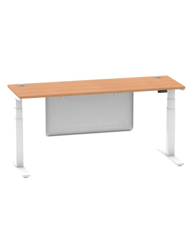 Dynamic Air Modesty 1800 x 600mm Height Adjustable Office Desk Oak Top Cable Ports Modesty Panel HA01400