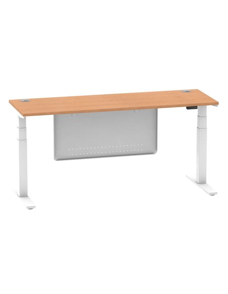 Dynamic Air Modesty 1800 x 600mm Height Adjustable Office Desk Oak Top Cable Ports Modesty Panel HA01400 - pic 78093 | FastDaddyshop