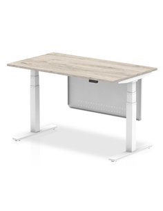 Dynamic Air Modesty 1400 x 800mm Height Adjustable Office Desk Grey Oak Top Modesty Panel HA01404