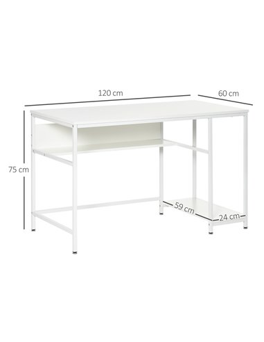 HOMCOM Home Compact Small Computer Desk Writing Study Table Office PC Workstation Gaming Studying with Storage Shelf, White