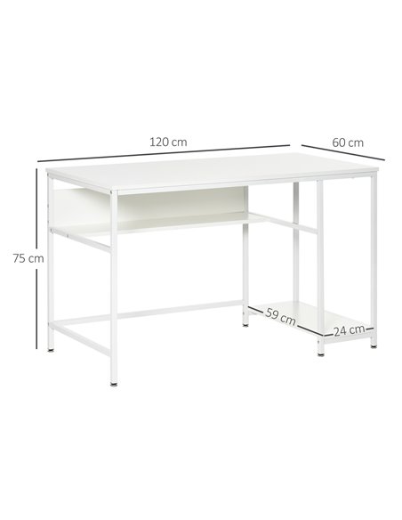 HOMCOM Home Compact Small Computer Desk Writing Study Table Office PC Workstation Gaming Studying with Storage Shelf, White - pic 7810 | FastDaddyshop