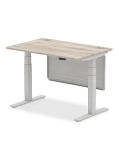Dynamic Air Modesty 1200 x 800mm Height Adjustable Office Desk Grey Oak Top Cable Ports Modesty Panel HA01409