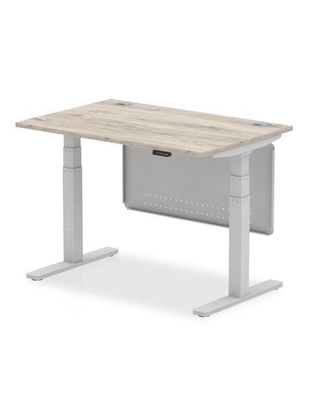 Dynamic Air Modesty 1200 x 800mm Height Adjustable Office Desk Grey Oak Top Cable Ports Modesty Panel HA01409 - pic 78102 | FastDaddyshop