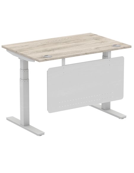 Dynamic Air Modesty 1200 x 800mm Height Adjustable Office Desk Grey Oak Top Cable Ports Modesty Panel HA01409 - pic 78103 | FastDaddyshop