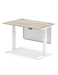Dynamic Air Modesty 1200 x 800mm Height Adjustable Office Desk Grey Oak Top Cable Ports Modesty Panel HA01410