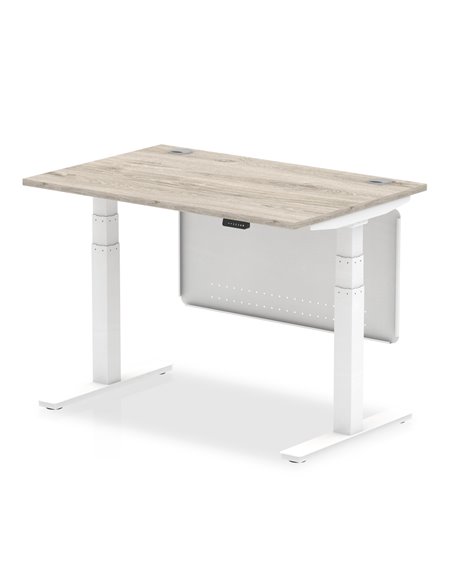 Dynamic Air Modesty 1200 x 800mm Height Adjustable Office Desk Grey Oak Top Cable Ports Modesty Panel HA01410 - pic 78104 | FastDaddyshop