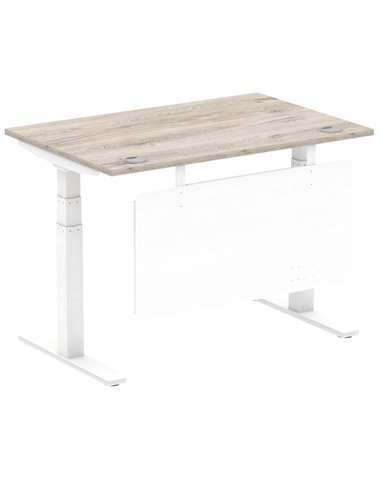 Dynamic Air Modesty 1200 x 800mm Height Adjustable Office Desk Grey Oak Top Cable Ports Modesty Panel HA01410