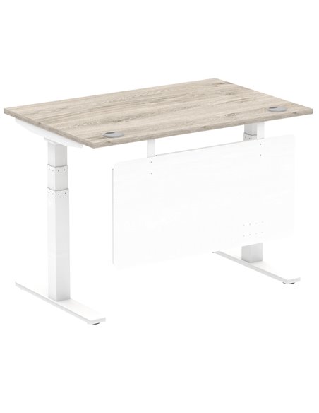 Dynamic Air Modesty 1200 x 800mm Height Adjustable Office Desk Grey Oak Top Cable Ports Modesty Panel HA01410 - pic 78105 | FastDaddyshop