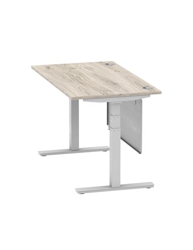 Dynamic Air Modesty 1400 x 800mm Height Adjustable Office Desk Grey Oak Top Cable Ports Modesty Panel HA01411