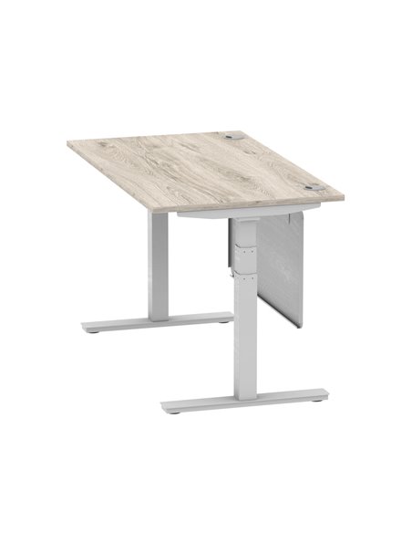 Dynamic Air Modesty 1400 x 800mm Height Adjustable Office Desk Grey Oak Top Cable Ports Modesty Panel HA01411 - pic 78107 | FastDaddyshop