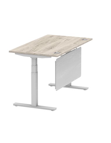 Dynamic Air Modesty 1400 x 800mm Height Adjustable Office Desk Grey Oak Top Cable Ports Modesty Panel HA01411