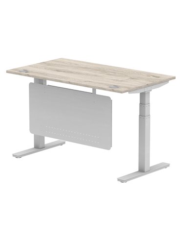 Dynamic Air Modesty 1400 x 800mm Height Adjustable Office Desk Grey Oak Top Cable Ports Modesty Panel HA01411