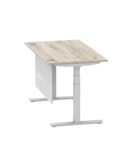 Dynamic Air Modesty 1400 x 800mm Height Adjustable Office Desk Grey Oak Top Cable Ports Modesty Panel HA01411 - pic 78111 | FastDaddyshop
