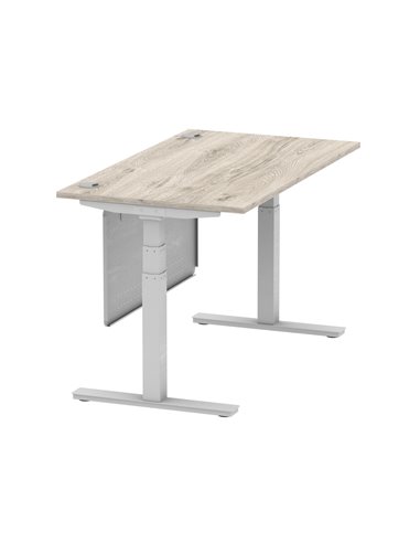 Dynamic Air Modesty 1400 x 800mm Height Adjustable Office Desk Grey Oak Top Cable Ports Modesty Panel HA01411