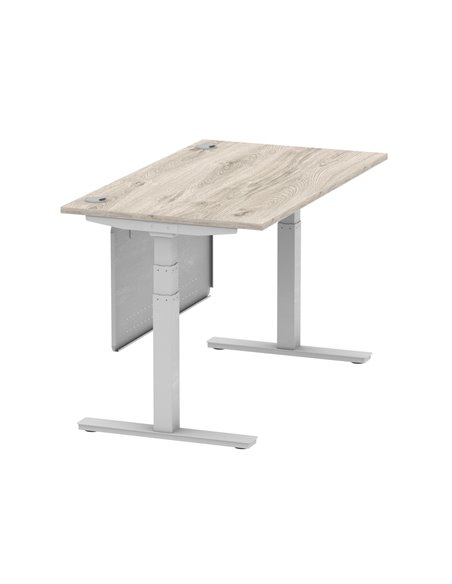 Dynamic Air Modesty 1400 x 800mm Height Adjustable Office Desk Grey Oak Top Cable Ports Modesty Panel HA01411 - pic 78112 | FastDaddyshop