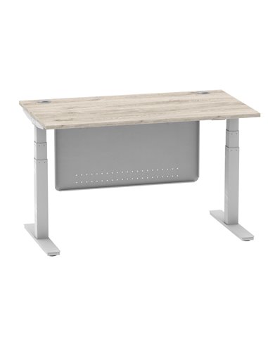 Dynamic Air Modesty 1400 x 800mm Height Adjustable Office Desk Grey Oak Top Cable Ports Modesty Panel HA01411