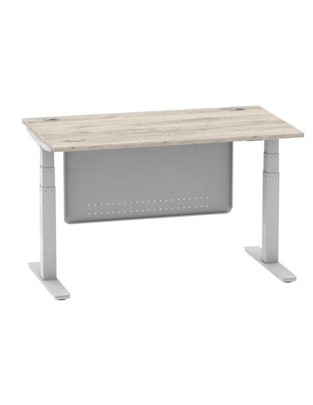 Dynamic Air Modesty 1400 x 800mm Height Adjustable Office Desk Grey Oak Top Cable Ports Modesty Panel HA01411 - pic 78113 | FastDaddyshop