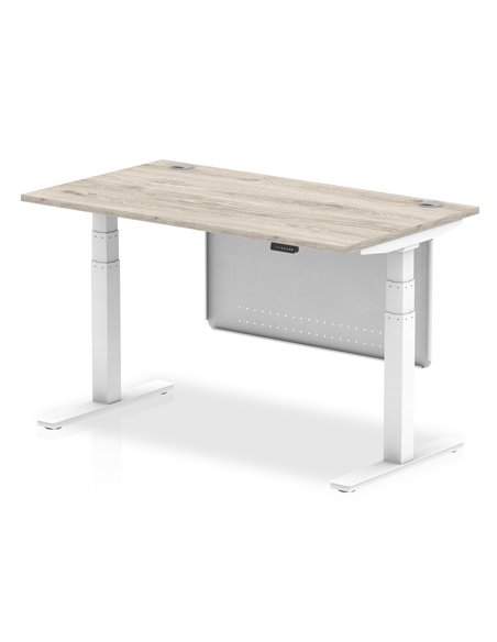 Dynamic Air Modesty 1400 x 800mm Height Adjustable Office Desk Grey Oak Top Cable Ports Modesty Panel HA01412 - pic 78114 | FastDaddyshop