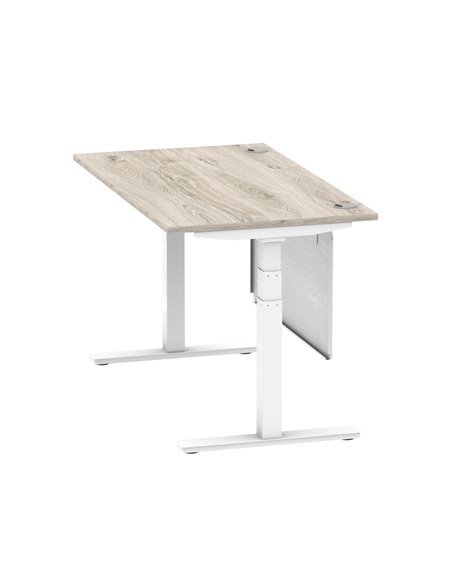 Dynamic Air Modesty 1400 x 800mm Height Adjustable Office Desk Grey Oak Top Cable Ports Modesty Panel HA01412 - pic 78115 | FastDaddyshop