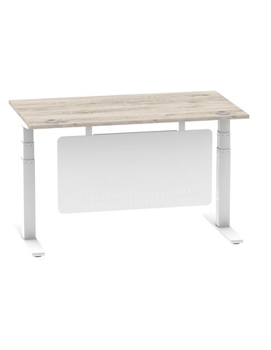 Dynamic Air Modesty 1400 x 800mm Height Adjustable Office Desk Grey Oak Top Cable Ports Modesty Panel HA01412