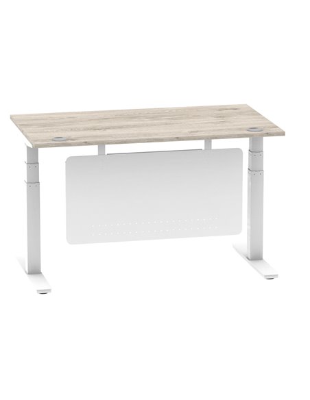 Dynamic Air Modesty 1400 x 800mm Height Adjustable Office Desk Grey Oak Top Cable Ports Modesty Panel HA01412 - pic 78117 | FastDaddyshop
