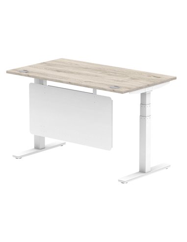 Dynamic Air Modesty 1400 x 800mm Height Adjustable Office Desk Grey Oak Top Cable Ports Modesty Panel HA01412