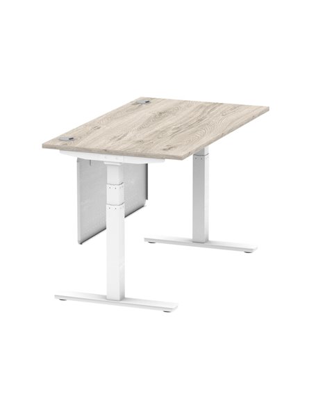 Dynamic Air Modesty 1400 x 800mm Height Adjustable Office Desk Grey Oak Top Cable Ports Modesty Panel HA01412 - pic 78120 | FastDaddyshop
