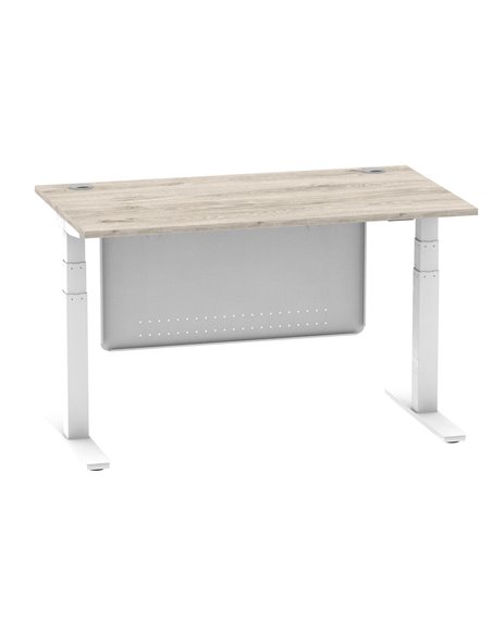 Dynamic Air Modesty 1400 x 800mm Height Adjustable Office Desk Grey Oak Top Cable Ports Modesty Panel HA01412 - pic 78121 | FastDaddyshop