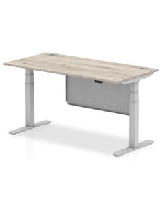 Dynamic Air Modesty 1600 x 800mm Height Adjustable Office Desk Grey Oak Top Cable Ports Modesty Panel HA01413