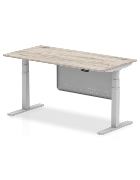 Dynamic Air Modesty 1600 x 800mm Height Adjustable Office Desk Grey Oak Top Cable Ports Modesty Panel HA01413 - pic 78122 | FastDaddyshop