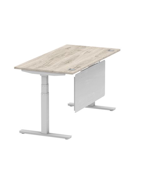 Dynamic Air Modesty 1600 x 800mm Height Adjustable Office Desk Grey Oak Top Cable Ports Modesty Panel HA01413 - pic 78124 | FastDaddyshop