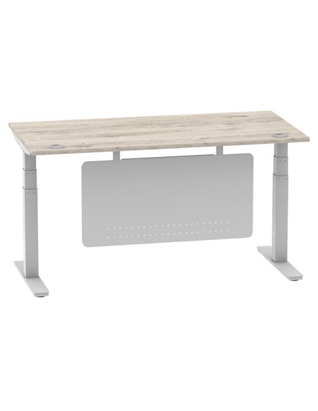 Dynamic Air Modesty 1600 x 800mm Height Adjustable Office Desk Grey Oak Top Cable Ports Modesty Panel HA01413 - pic 78125 | FastDaddyshop